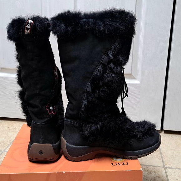ULU Akna Black Fur-Trimmed Women's Boots Size 8 - Picture 2 of 11